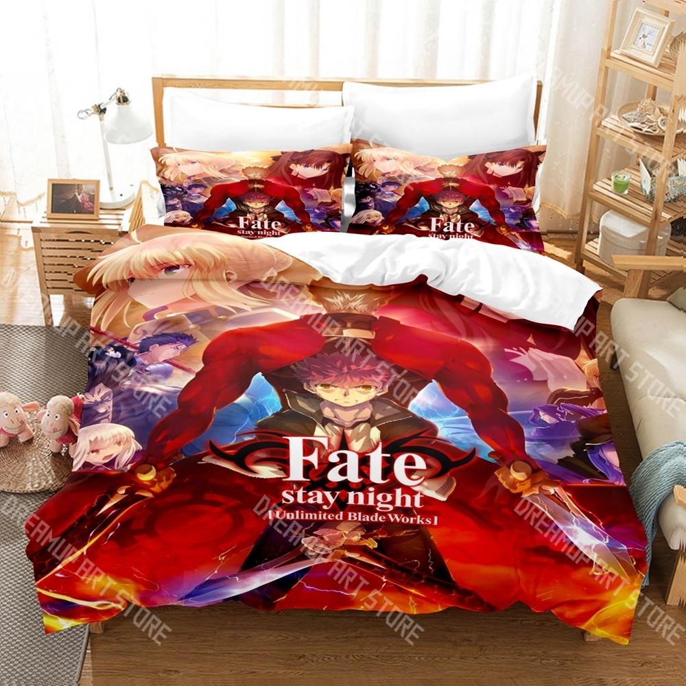Fashion Fate stay night Anime Bedding Set Single Twin Full Queen King Size Bed Set Kids Bedroom Duvetcover Sets Bed Sheet Set