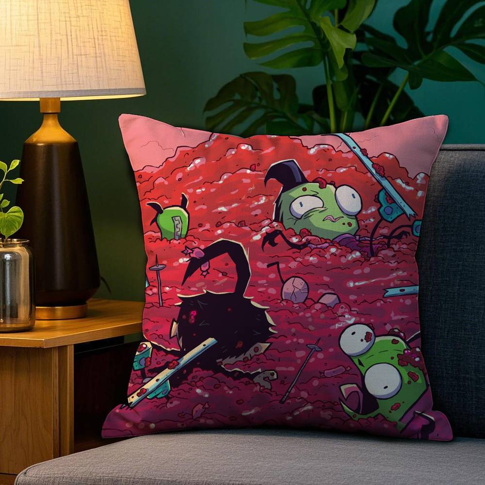 Мультяшная наволочка I-Invader Z-Zim Плюшевая ткань Мягкая Двусторонняя печать Наволочка для диванной подушки Наволочки для декоративных подушек 12x12Inch