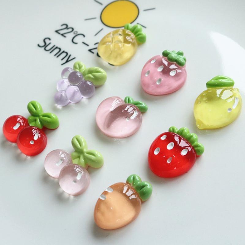 8pcs Cute Glitter Transparent A Fruit Party Refrigerator Magnet Photo Wall Message Board Magnetic Stickers Home Decor