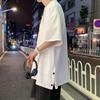 Summer Men's Side Slit T-shirt Solid Color T-shirt Men Causal O-neck Basic Tshirt Male Oversized Tops