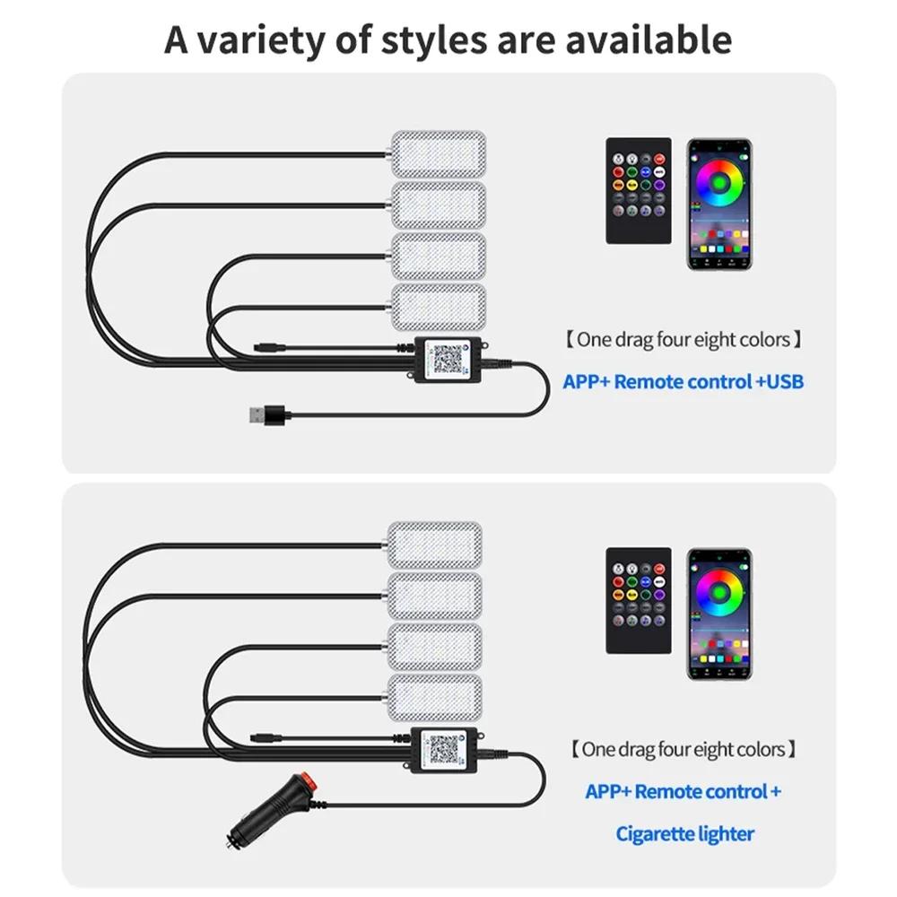 NOUA Bandă de lumină LED RGB pentru interiorul mașinii Suport APP Control atmosferă Lampă USB Neon Lumină ambientală interioară