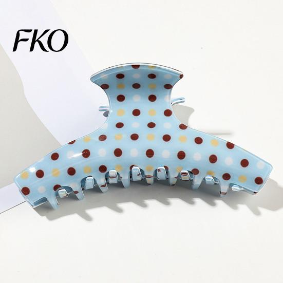 High Elastic Hair Claw Back Head Claw, Strong Bite Force Clip, Dot Print Grip Clip Large Anti-Slip Teeth Accessory for Daily