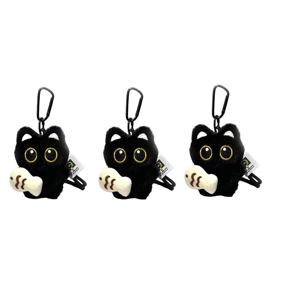 1/2/3Pcs Cool Plush Black Cat Doll Toy Keychain Bag Pendant Charms Car Keyring Accessories For Women Men Friends Gifts