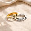 Bague Spinner Anneau d'Éternité Zircon Cubique pour Femmes Hommes, Bague Fidget en Acier Inoxydable de 4 mm pour Soulager l'Anxiété le Stress, Ne Ternit Pas