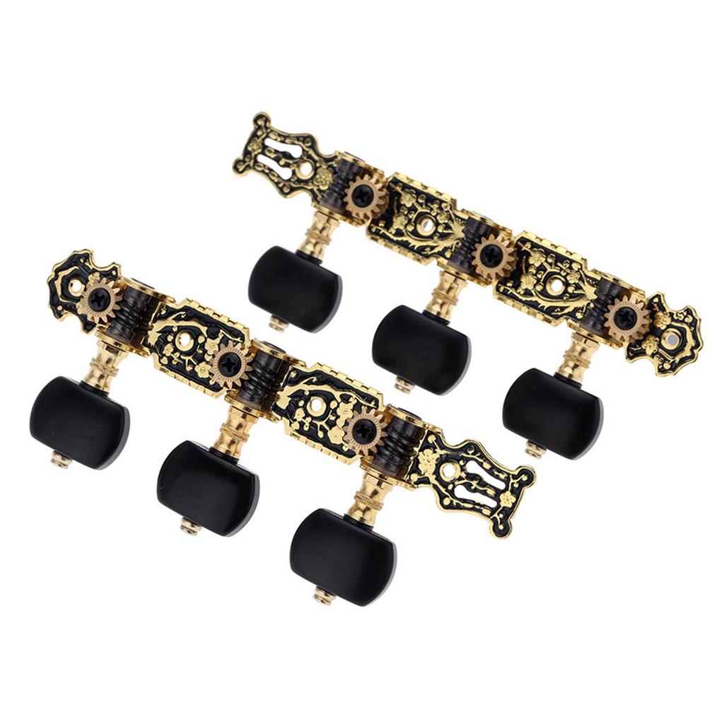 Alice AO 020HV3P 1Pair(Left + Right) Classical Guitar Tuning Key Gold  Black Plated Peg Tuner Machine Head(long) String