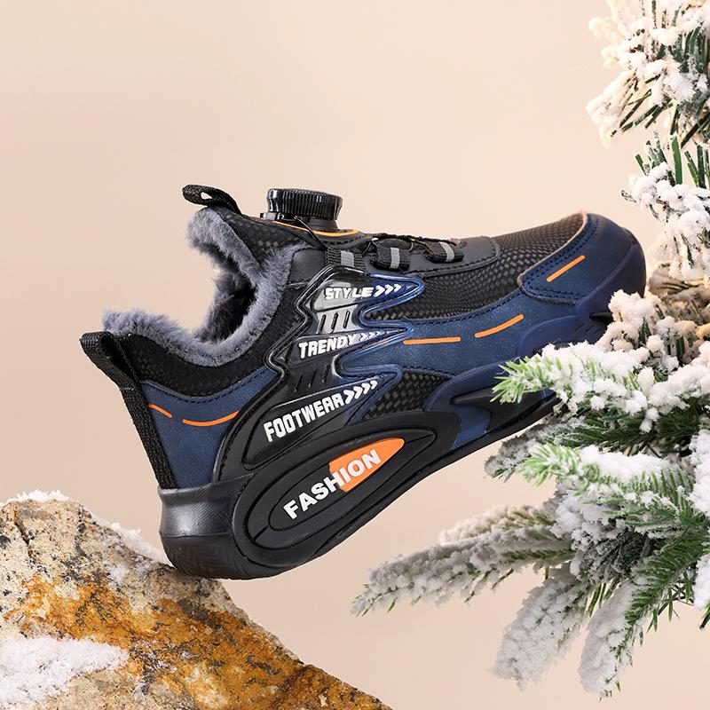 Zimní dětské bavlněné boty Otočné knoflíky pro snadné obouvání a zouvání Dětské sportovní boty Venkovní běžecké boty Boty na sníh Dětské sněhule