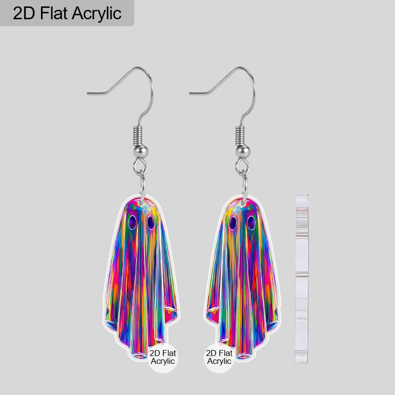 2D Flat New Acrylic Ghost Earrings Charms Halloween Drop Dangle Earrings For Women