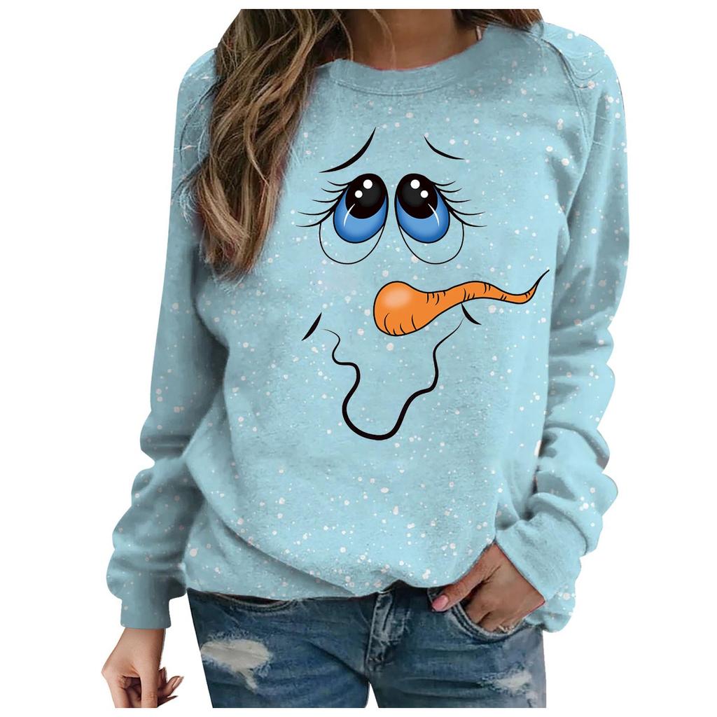 Women's Casual Fashion  Print Long Sleeve O-Neck Pullover Top