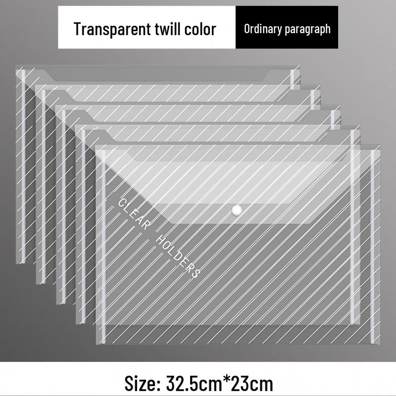 A4 Transparent Snap-Button File Bag: Thick, Large-Capacity Waterproof Folder for Student and Office Use