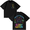 Bad Bunny "Bunny Nation 2026 Halftime Show" Beige Cotton T-Shirt with Neon Bunny Logo Prints T-shirts