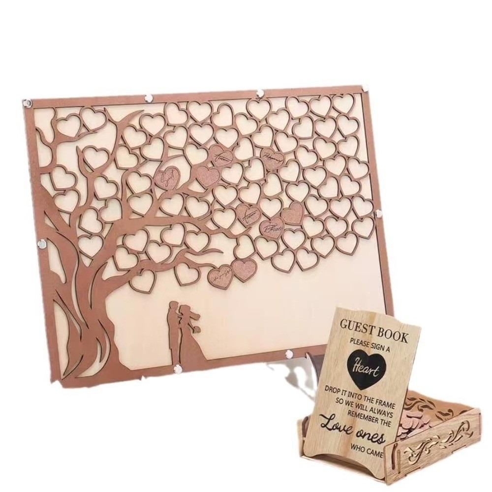 Wooden Hearts Wedding Guest Book Alternative Alternative Design Reception Style Guest Book Signs Wooden Hearts Guest Book (as the picture,L)
