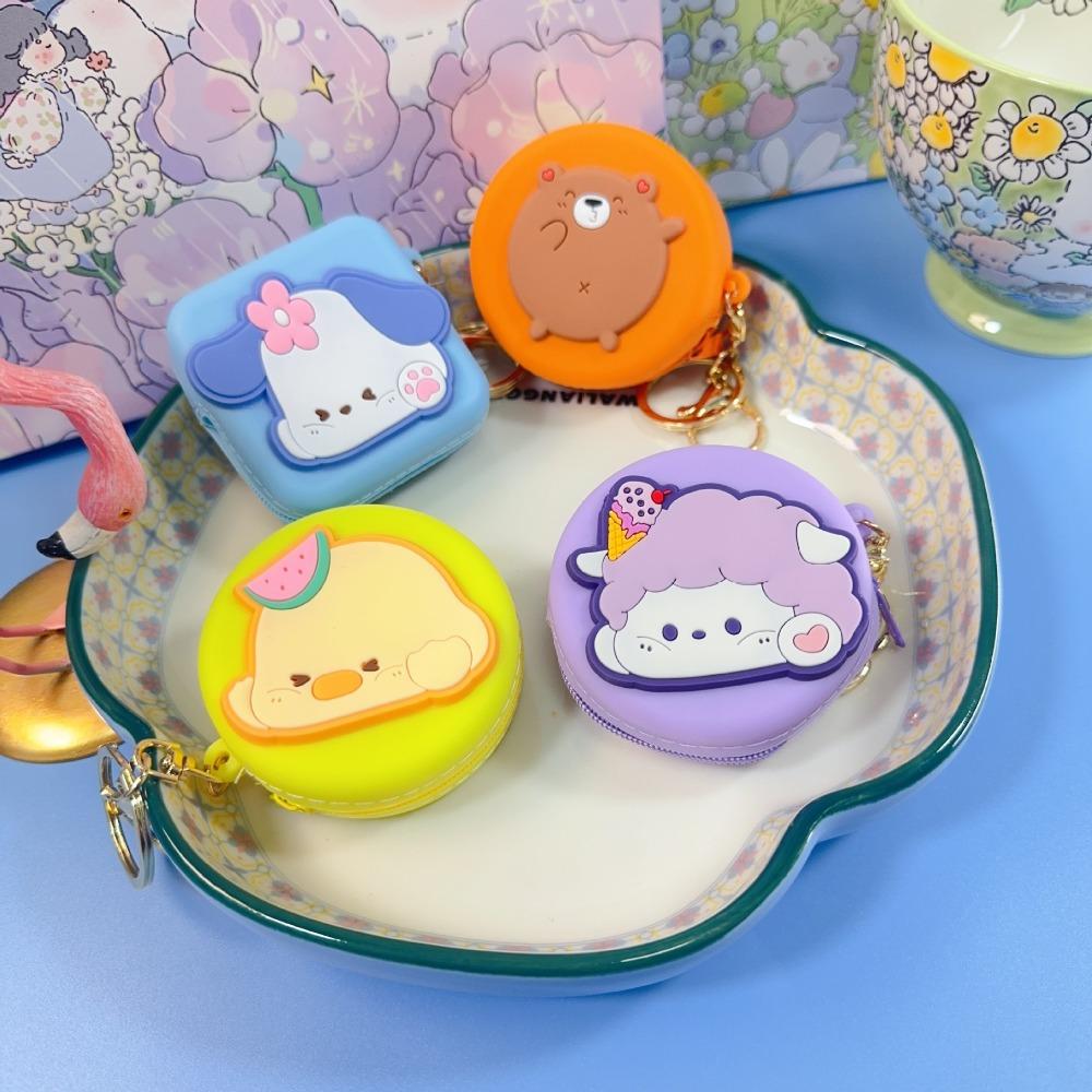 Cute Silicone Coin Purses Zipper Small Pendant Keychains Pouch Portable Cartoon Item Bag Female