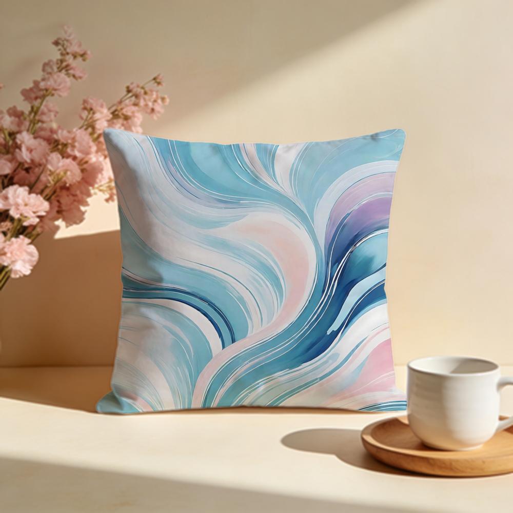 Frosty Blue Liquid Flame Cushion Cover Soft Pillow Cases for Home Bedroom Living Room Sofa