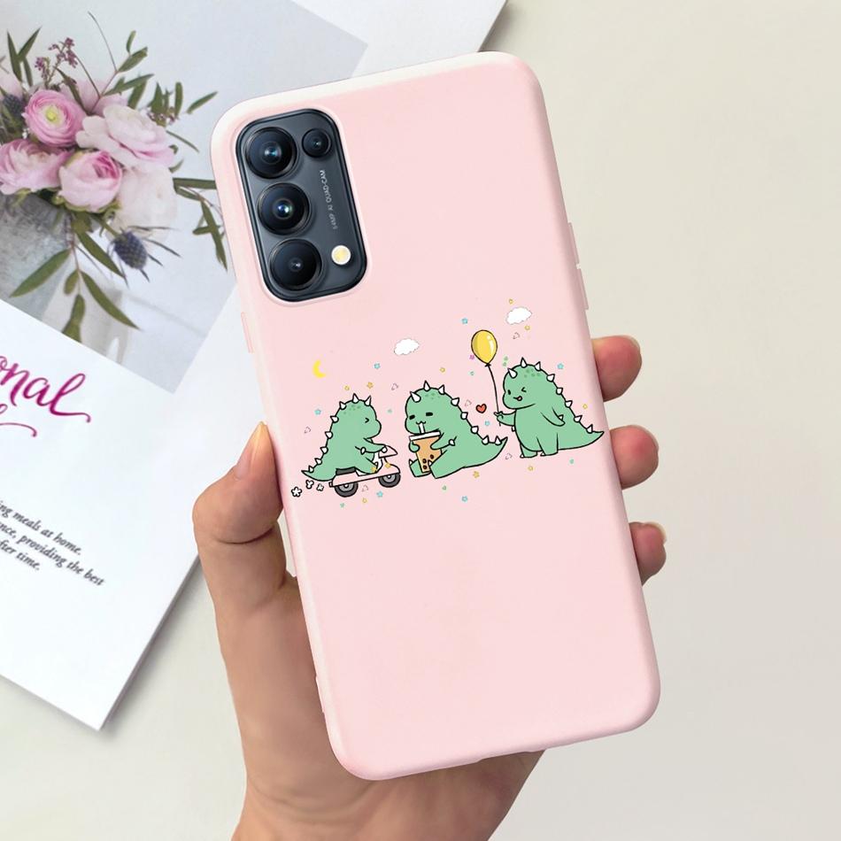 For OPPO Reno5 Pro 5G 4G Reno5 Phone Case Reno 5 5Pro CPH2201 CPH2145 Cute Cat Cartoon Candy Color Soft Silicone TPU Back Cover