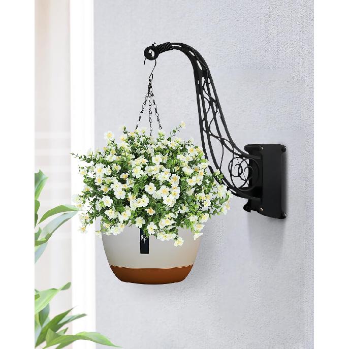 Artificial Flowers for Outdoors, 12 Bundles Fake White Flowers for Outdoor Planters, Faux Plants with Silk Flowers for Porch Decor Garden Patio Home