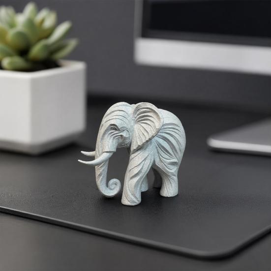 3D Printed Elephant Figurine, One-Piece Molding, Cute Simulated Elephant Model, Desktop Ornament for Home, Bookshelf Decoration