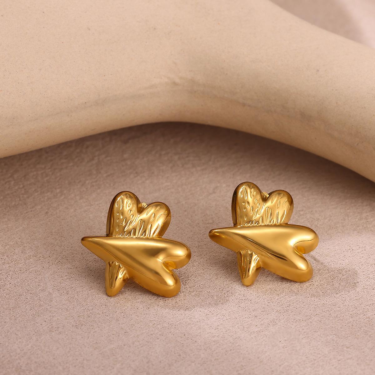 

18k-Gold-Plated Stainless Steel Leaf Earrings Fan Shape Stud Earring For Women Minimalist Geometric Jewelry Wedding Party Gift