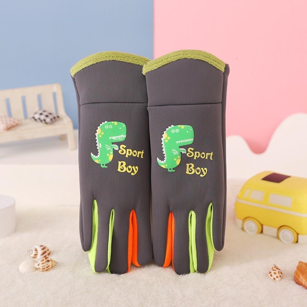 Cartoon Dinosaur Kids Winter Cycling Gloves Night Luminous Children's Outdoor Gloves Outdoor