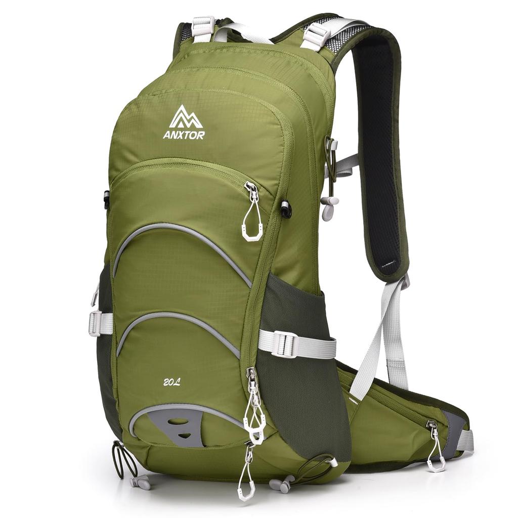 ANXTOR Wanderrucksack 20L, Grün, Leichter Trekkingrucksack, Atmungsaktive Mesh-Träger, für Bergsteigen im Freien (Grün, 20L)