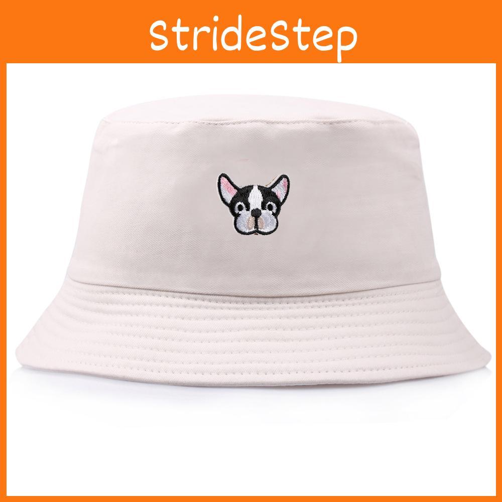 Dog Pattern Embroidery Bucket Cap Fisherman Hat Sun Protection Breathable Gift