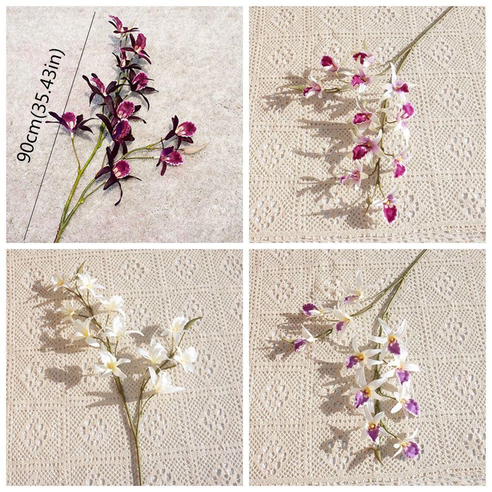 2 Fork Artificial Dendrobium Branch Real Touch Realistic Simulation Orchids Exquisite Handmade Fake Flowers