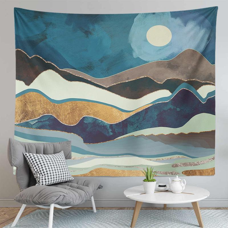 Karda Sunrise Mountain Print Pattern Tapestry Home Living Room Bedroom Wall Decor Backdrop Cloth Tapestry