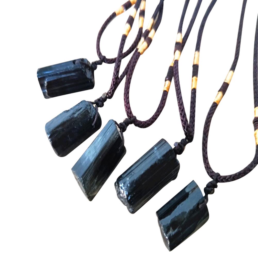 1pcs Natural Crystal Black Tourmaline Stone Pendant Necklace Wired Charm Stone Pendants Craft Decoration Gift
