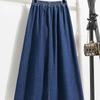 Plus Size Denim Skirt Women Summer Style High Waist A Line Pleated Long Jean Skirt Casual Women Maxi Skirt