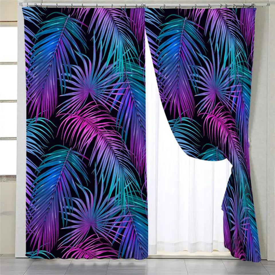 2 Panels Tropical Plants Palm Coconut Tree Curtains Sunset Curtains for Bedroom Living Room Kitchen Floor-to-ceiling Windows