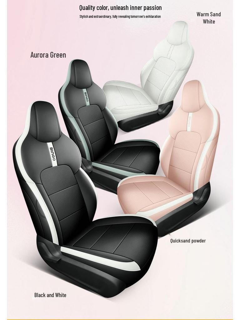 Bingo Plus Universal Full Leather Car Seat Cushion - New Model, 5-Seat, All-Season Compatibility.