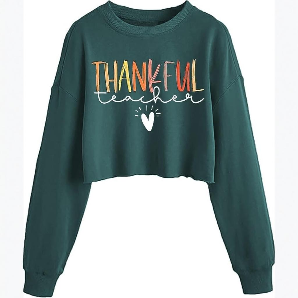 Women's Crop Sweatshirt Fall Halloween Long Sleeve Pullover Sweatshirt
