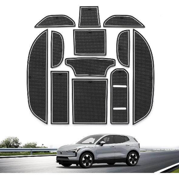 

smabee 12PCS Center Console Liner for Volvo EX30 2025 2026 Cup Holders Inserts for 2025 Volvo EX30 Door Slot Mats Anti-Dust Mats Interior Accessories білий