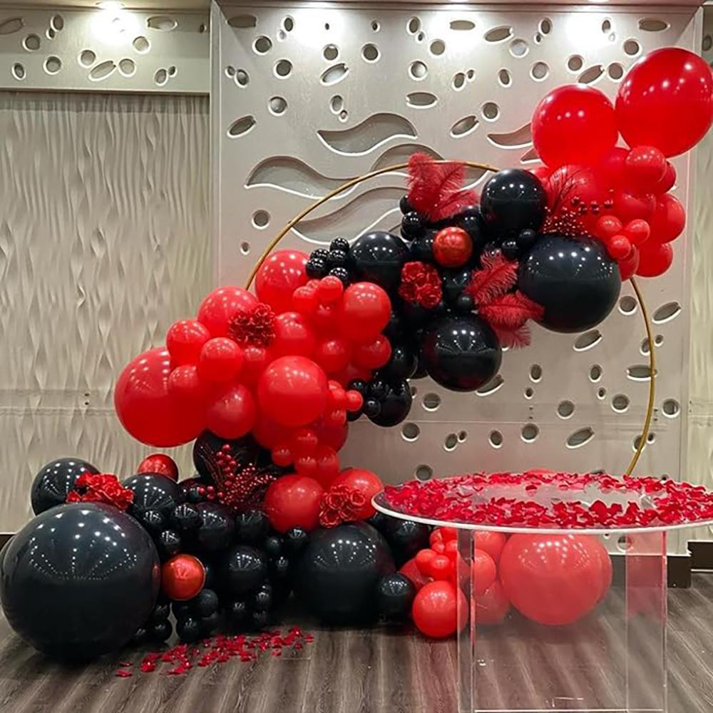 Black Red Balloons Garland Kit 2026 New Year Party Decor Balloon Arch Birthday Party Baby Shower Wedding Anniversary Decoration