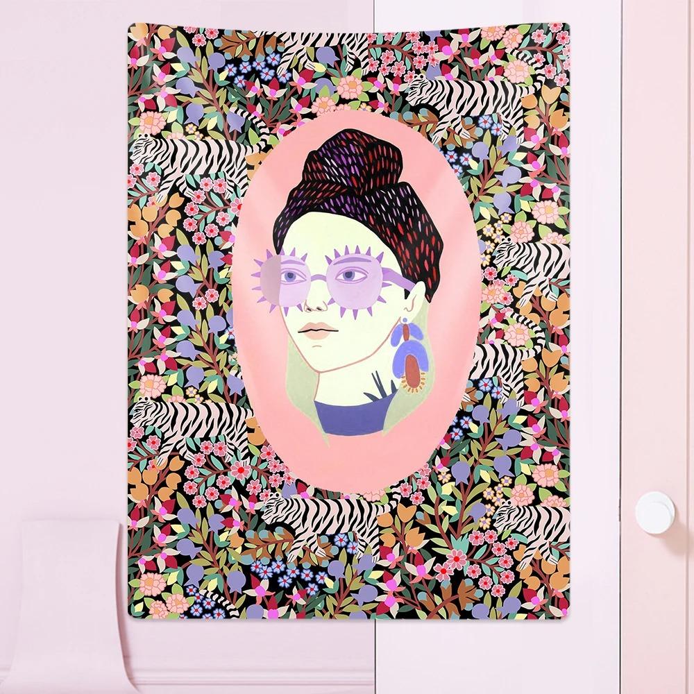 Fresh and Personalized Fashion Girl Wall Hanging Office Living Room Tapestry Home Wall Decoration Tapestry