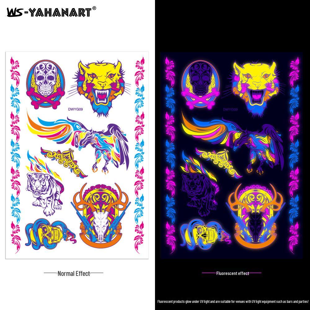 Creative Fluorescent Waterproof Full Arm and Face Tattoo Sticker
