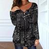 Elegant Plus Size Paisley V-Neck Button Top for Women