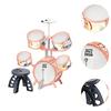 Beginner Kids Drum Set Includes Drumsticks Stool Boys Girls PVC Development Music Toy Educational