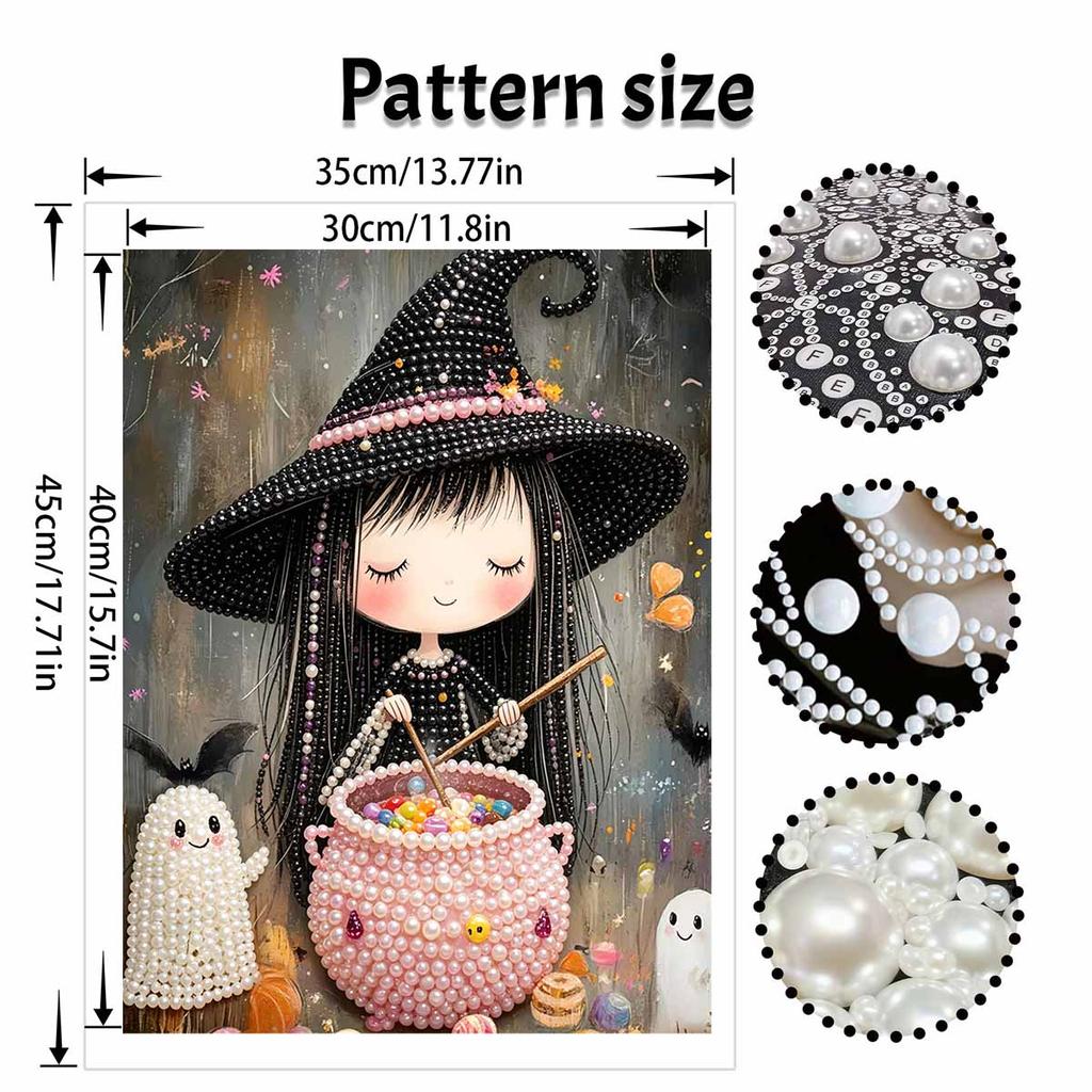 Halloween witch pearl painting art full pearl handmade diy home decorations