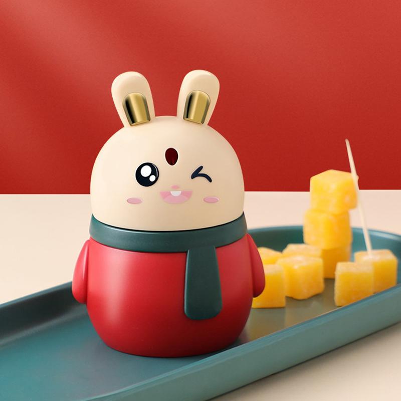 Cute Rabbit Toothpick Box Toothpick Dispenser Ceative Push Press Type Toothpick Jar Holder Household Convenient Gift Home Gadget