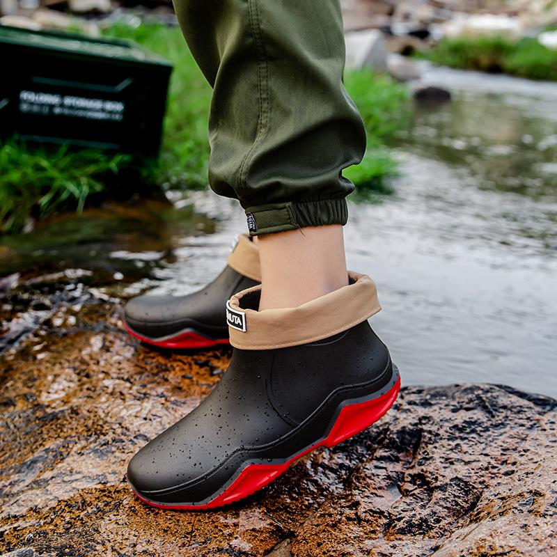 Short Tube Rain Boots Men and Women Waterproof Shoes Fishing Rain Boots Non-slip Wear-resistant Takeaway Kitchen Work Rubber Shoes