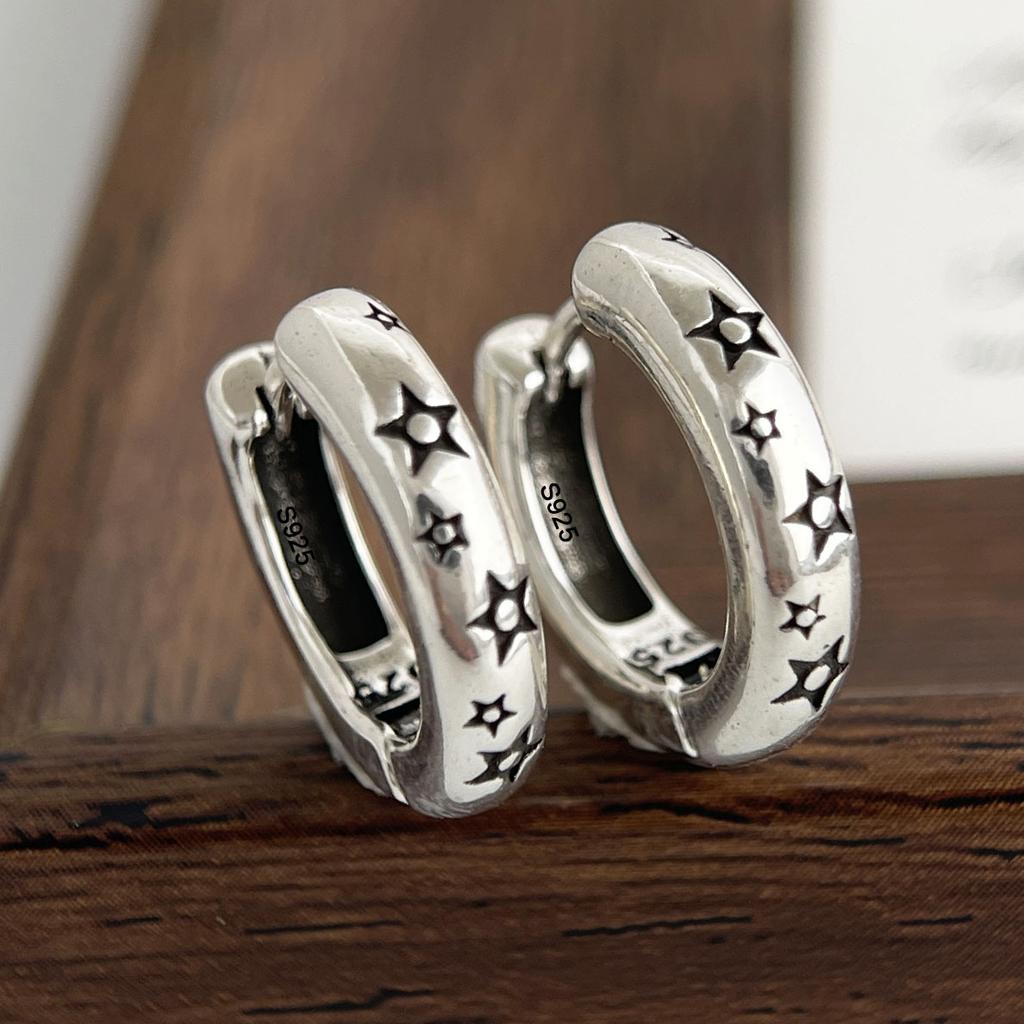 Xiaomi 925 Sterling Silver Vintage Square Earrings For Women Trendy Black Star Earring Jewelry Prevent Allergy Party Accessories Gift