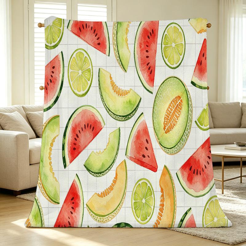 Soft Flannel Fleece Blanket,Fruit Series, Skin-friendly Breathable Lightweight All Seasons, Cozy Throw for Home Office, Halloween & Christmas Gift