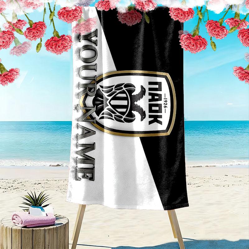 Custom Name,PAOK Print Beach Towel, Large Soft Quick Dry Towel for Beach Camping Swimming 70cmx140cm(27x55inch)