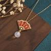 Cloisonné Fan-Shaped Chalcedony Agate Necklace 