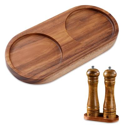 Vassoio per Macina Sale e Pepe Liroyal, Vassoio in Legno per Macine con Diametro Interno 5,8 cm, Vassoio in Legno per Macine per Sale Grosso, Pepe, Spezie, Sale e Pepe