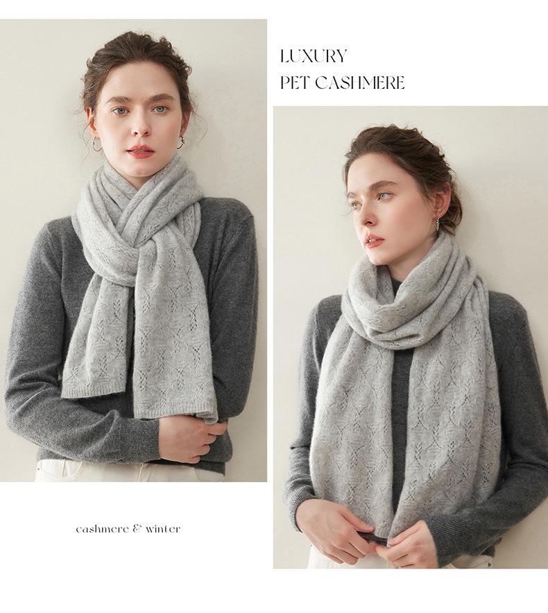 Women's 100% Pure Cashmere Scarf: Versatile, Warm, and Simple Solid Color for Autumn/Winter Neck Protection.