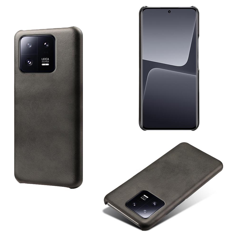 

For Xiaomi 13 Pro 5G Calf Textured Cell Phone Cover Anti-fall PU Leather Coated PC Mobile Phone Case Grey
