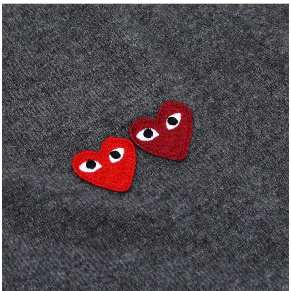 Comme Des Gar Ons Play Double Red Heart V Neck Cardigan Ax N058 051