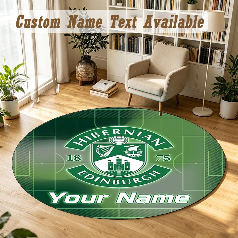 Round Rug Custom NameHibernian FC Pattern Non Slip Carpet Home Floor Decor