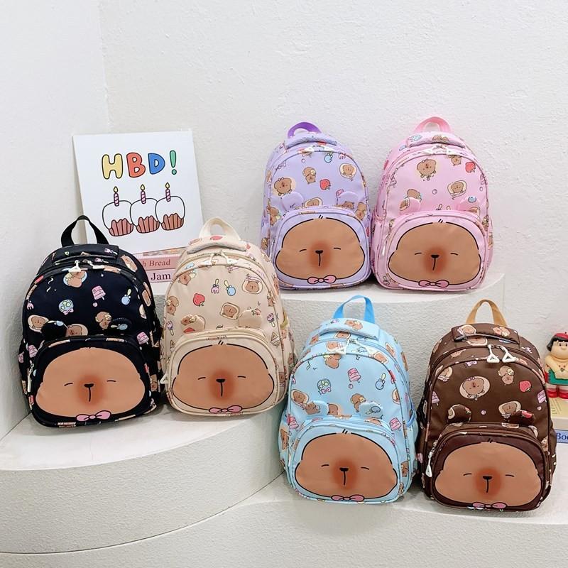 Capybara Printed Backpack Children Cartoon Schoolbag Outdoor Leisure Bag Storage